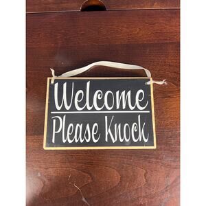 Welcome / In session hanging wooden sign